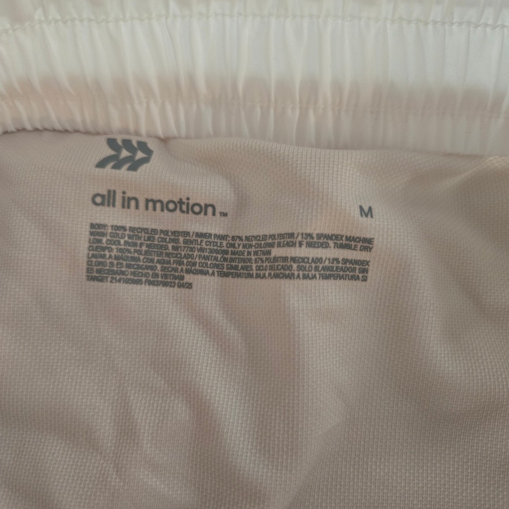 All in Motion Shorts Womens Medium White Run Mid Rise Smocked Waist 3" Inseam - Picture 8 of 11